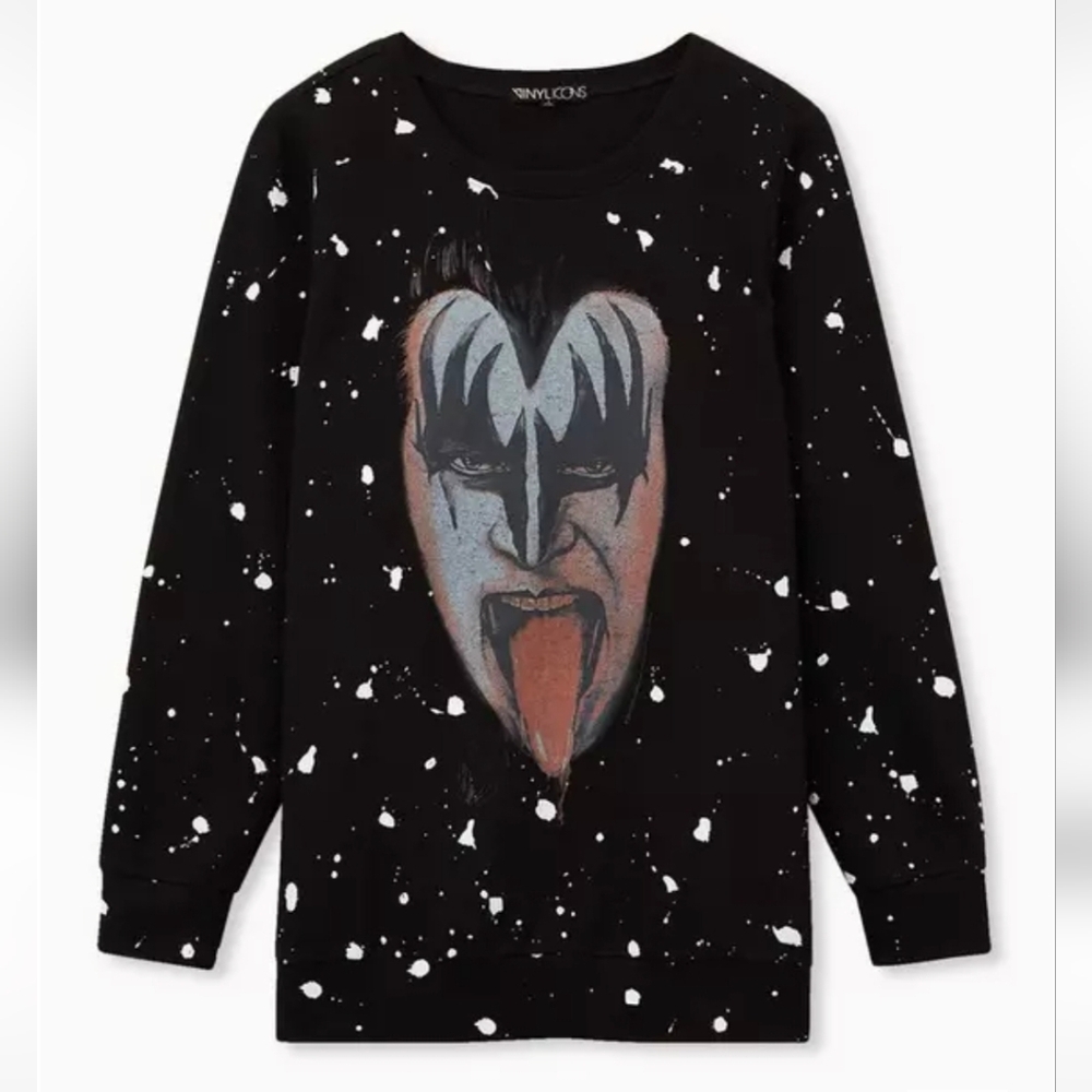 Torrid 6x KISS Band Splatter Fleece Sweatshirt- Gene Simmons - Picture 4 of 9